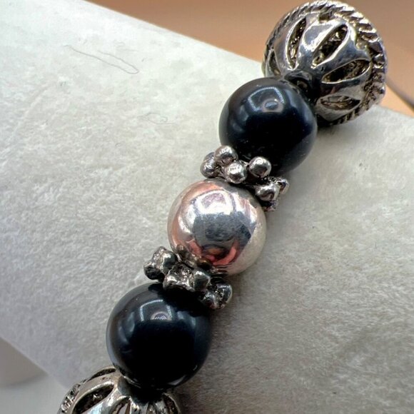 Bohemian Tribal Necklace & Bracelet Set With Black Beads.   B98 - Picture 10 of 12